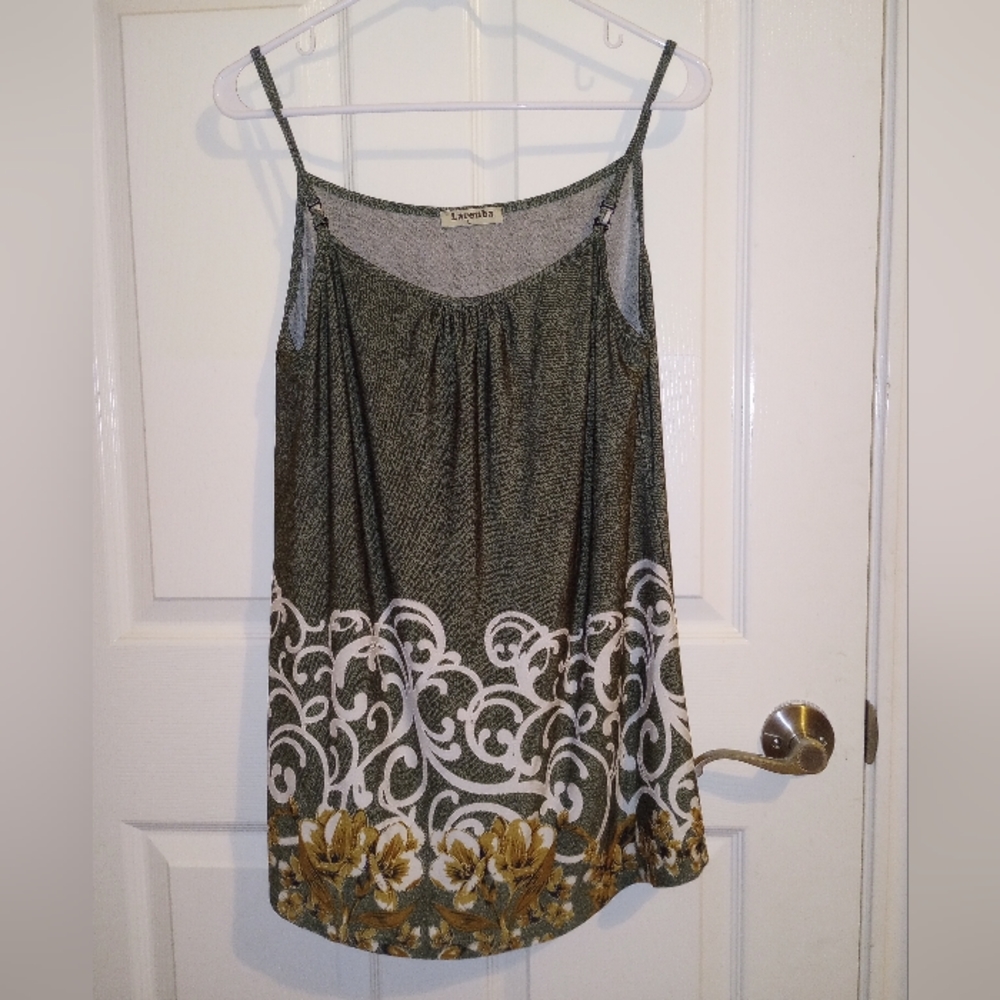 Women's Maternity Tank Top Breastfeeding Green Sz L Larenba